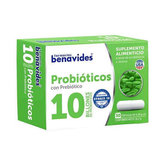Farmacias Benavides probióticos con prebióticos cápsulas
