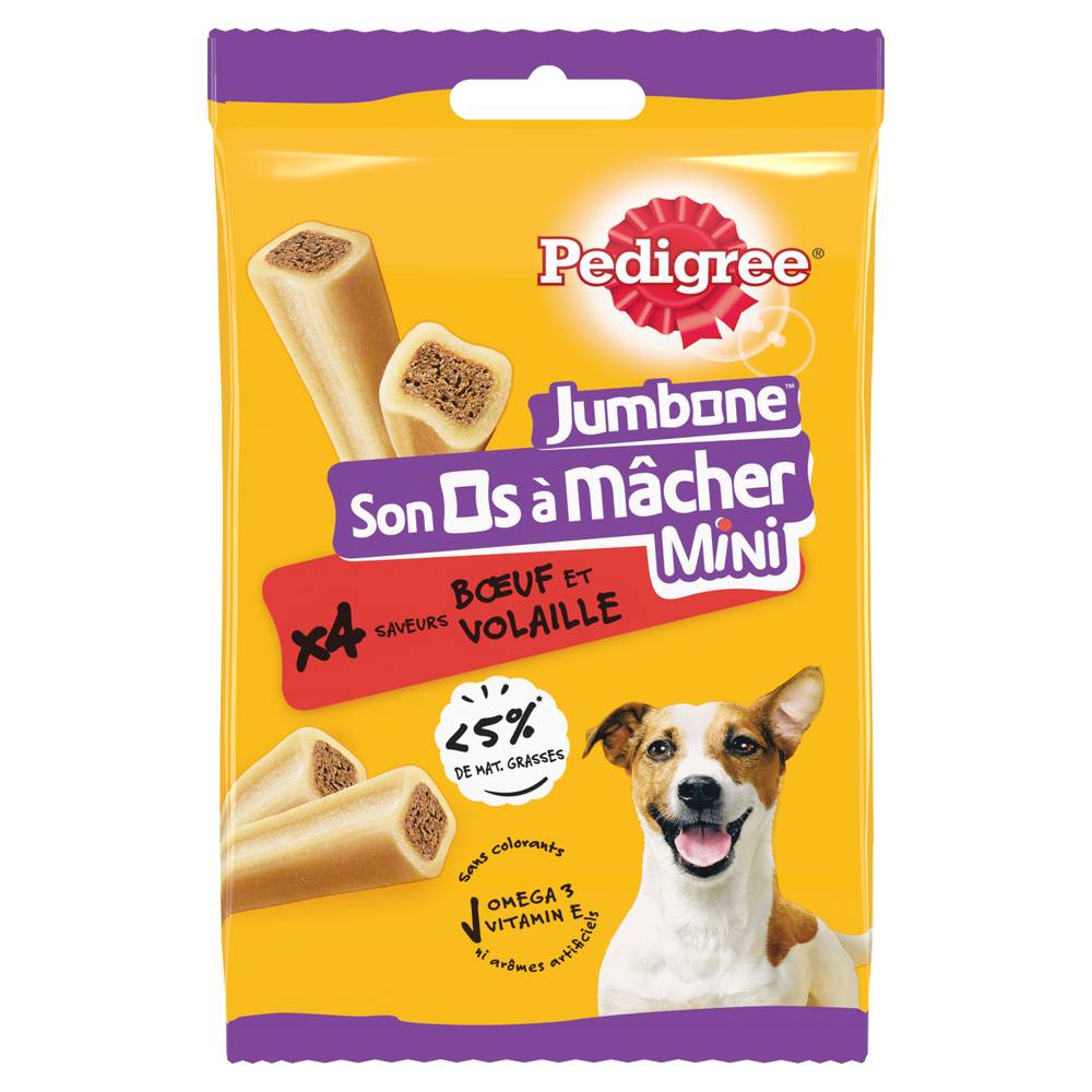 Pedigree - Jumbone mini-friandises à mâcher en forme d'os pour chiens, bœuf & volaille, Petit (4)