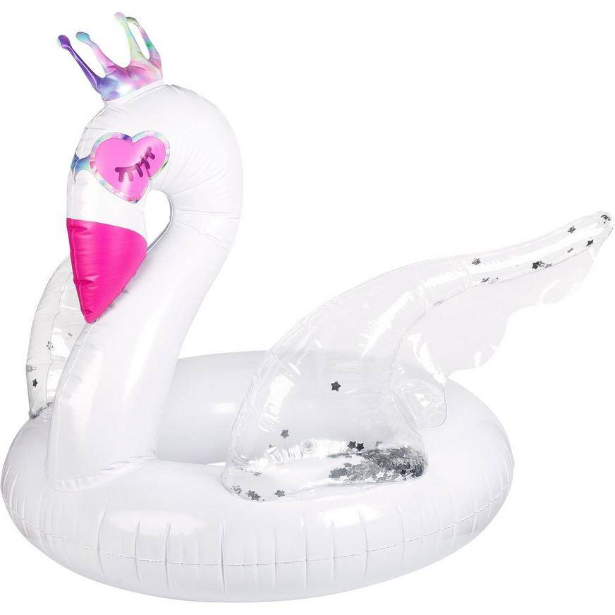 Party City Swan Confetti Pool Float, Unisex, Multi