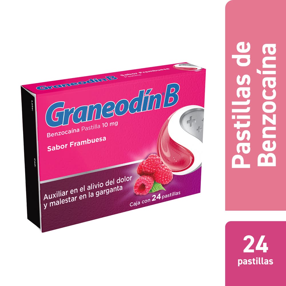 Graneodín · Benzocaína 10 mg pastilla, frambuesa (24 un)