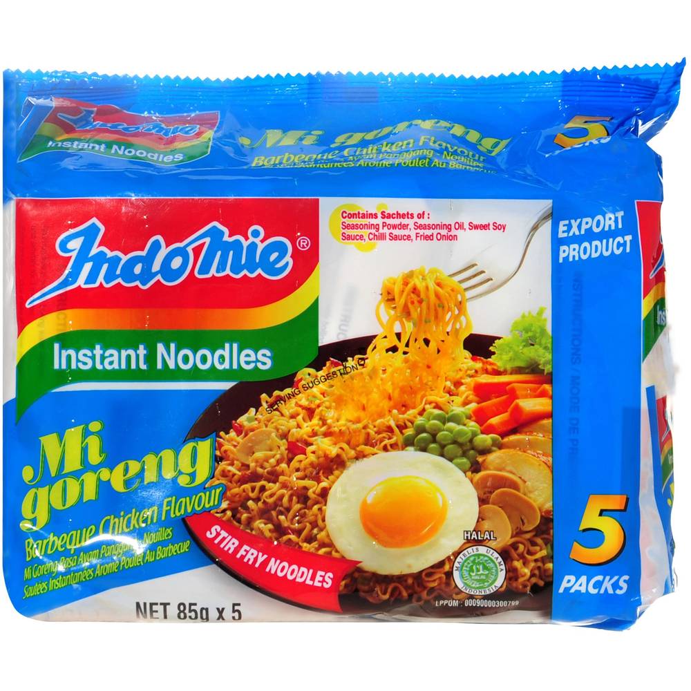 Indomie Mi Goreng Instant Noodles, Barbeque Chicken (85g, 5 pack)