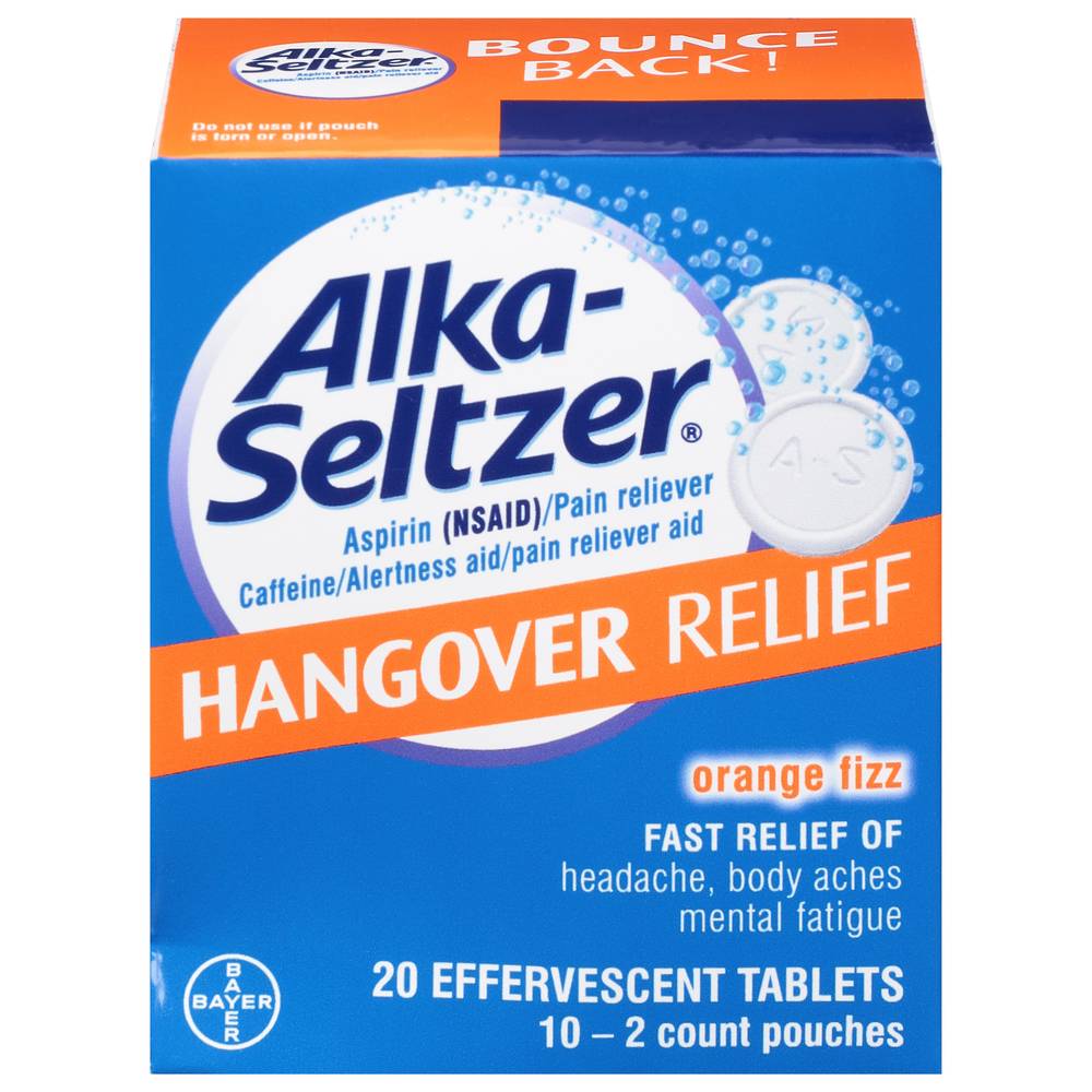 Alka-Seltzer Hangover Relief Tablets, Orange Fizz (20 ct)