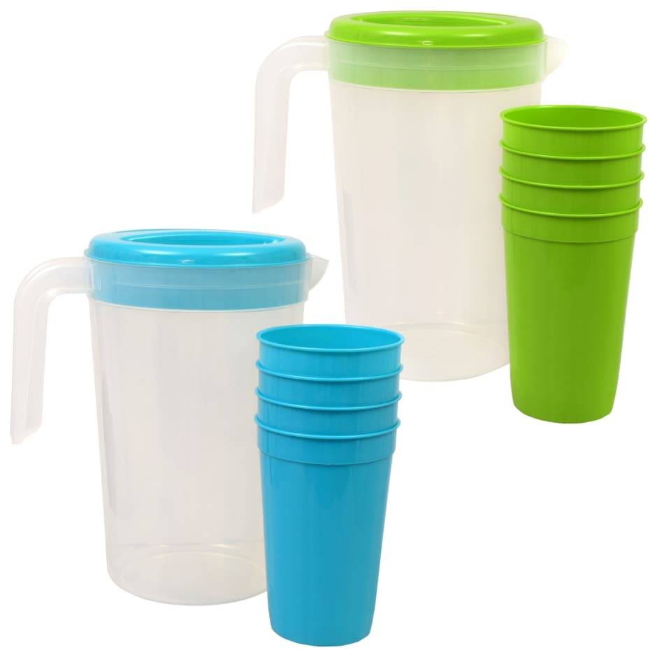 Family Chef Colorful Plastic Pitchers With Coordinating Tumblers (6 ct)