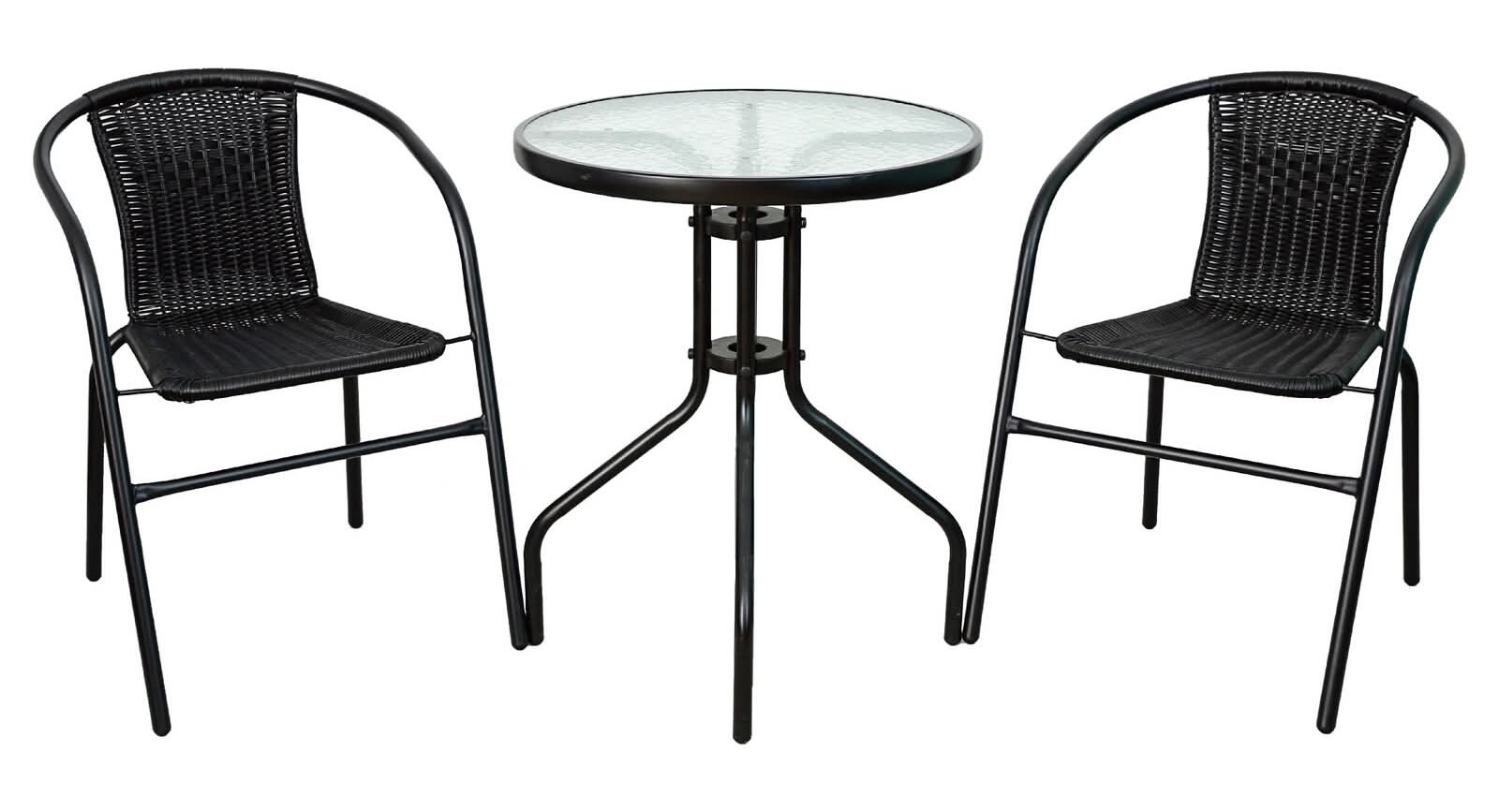 Marquee Black 3 Piece Wicker Bistro Set