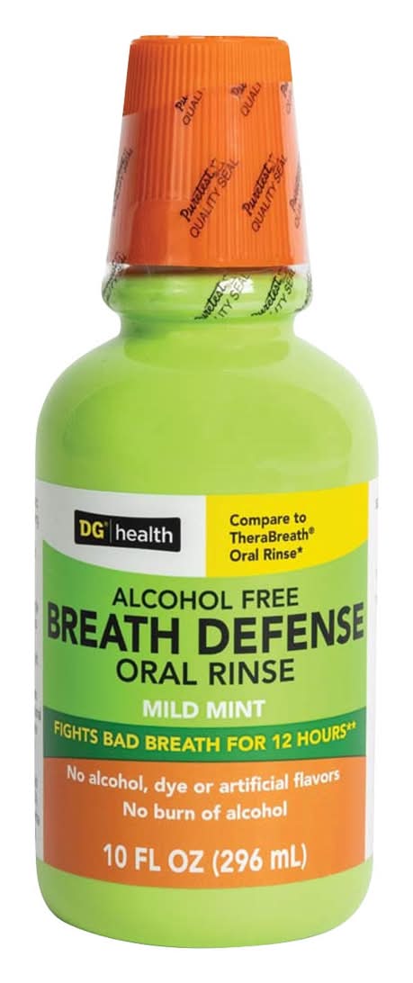 DG Health Alcohol Free Breath Defense Mouth Wash, Mild Mint (10 fl oz)