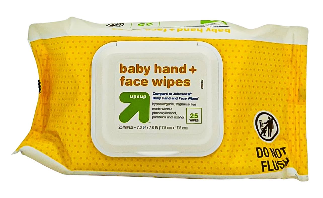 up&up Hand and Face Wipes, 7x7 in (25 ct)