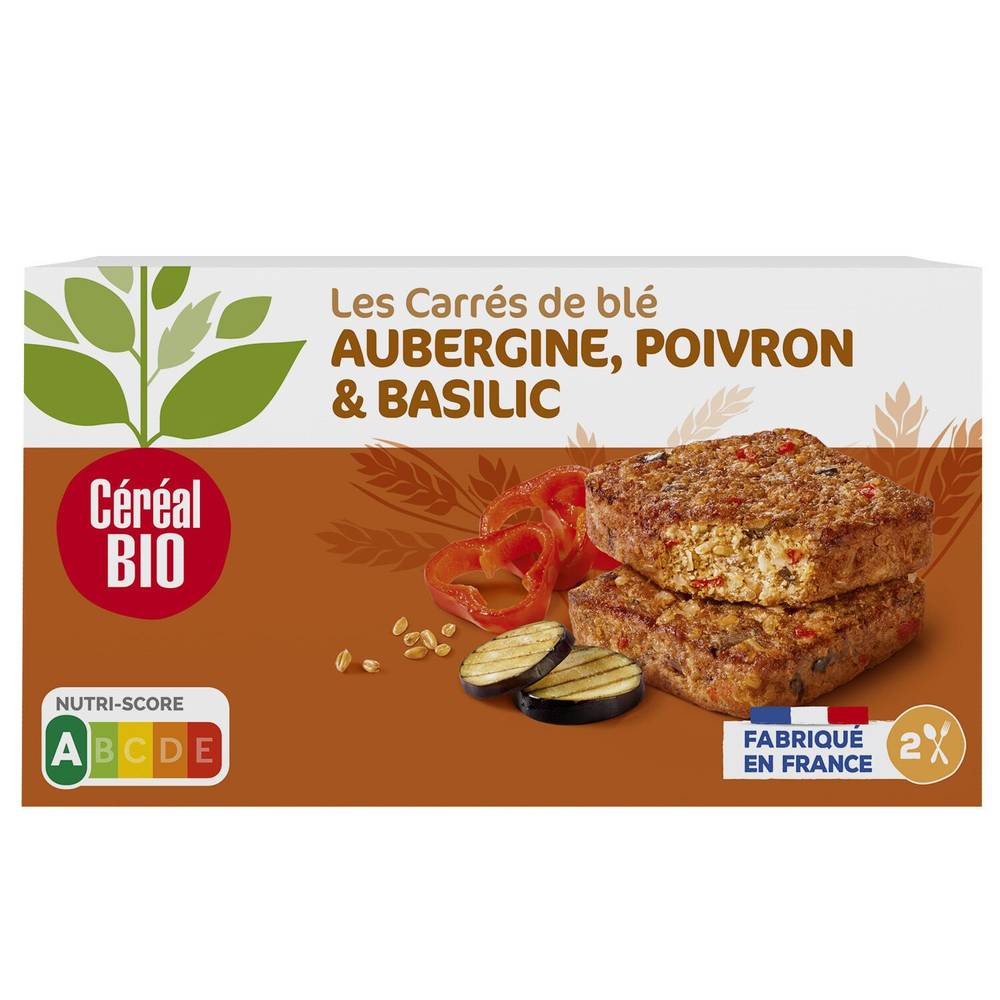 Céréal Bio - Les carrés de blé aubergine poivron et basilic