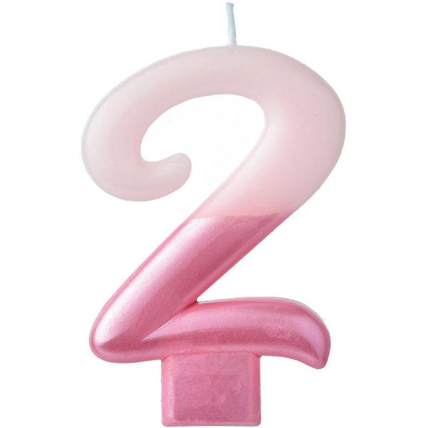 Party City Dipped Pink Number 2 Birthday Candle 3 (unisex/ 1/4/pink)