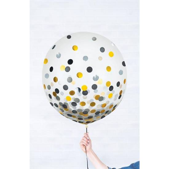 Uninflated 2ct, 24in, Metallic Confetti Balloons