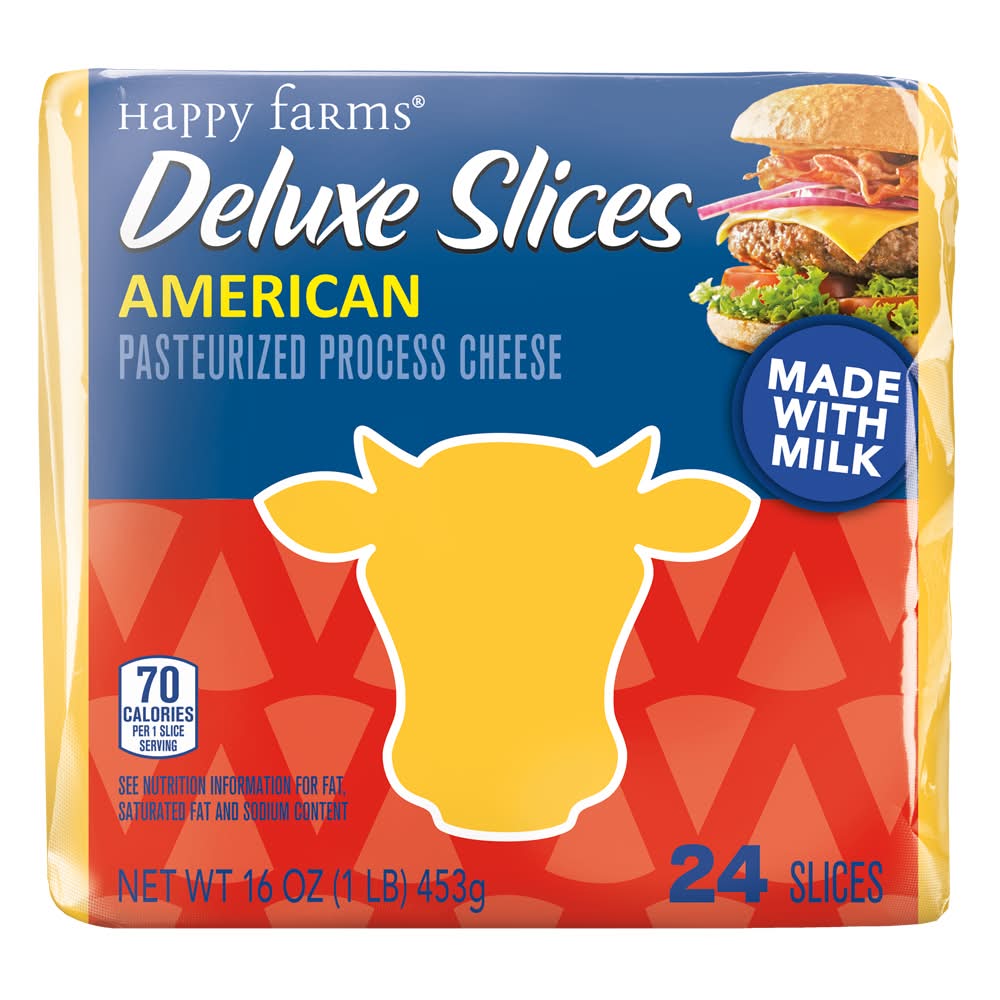 Happy Farms Deluxe American Cheese Slices (16 oz, 24 ct)