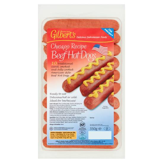 Gilbert's Kosher Foods Chicago Recipe Beef Hot Dogs