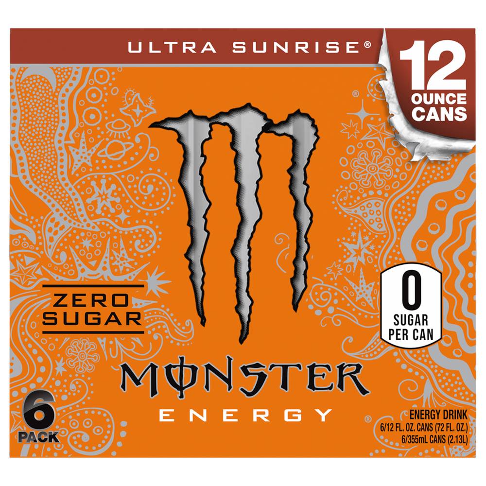 Monster Energy Ultra Sunrise Energy Drink Zero Sugar (6 x 12 fl oz)