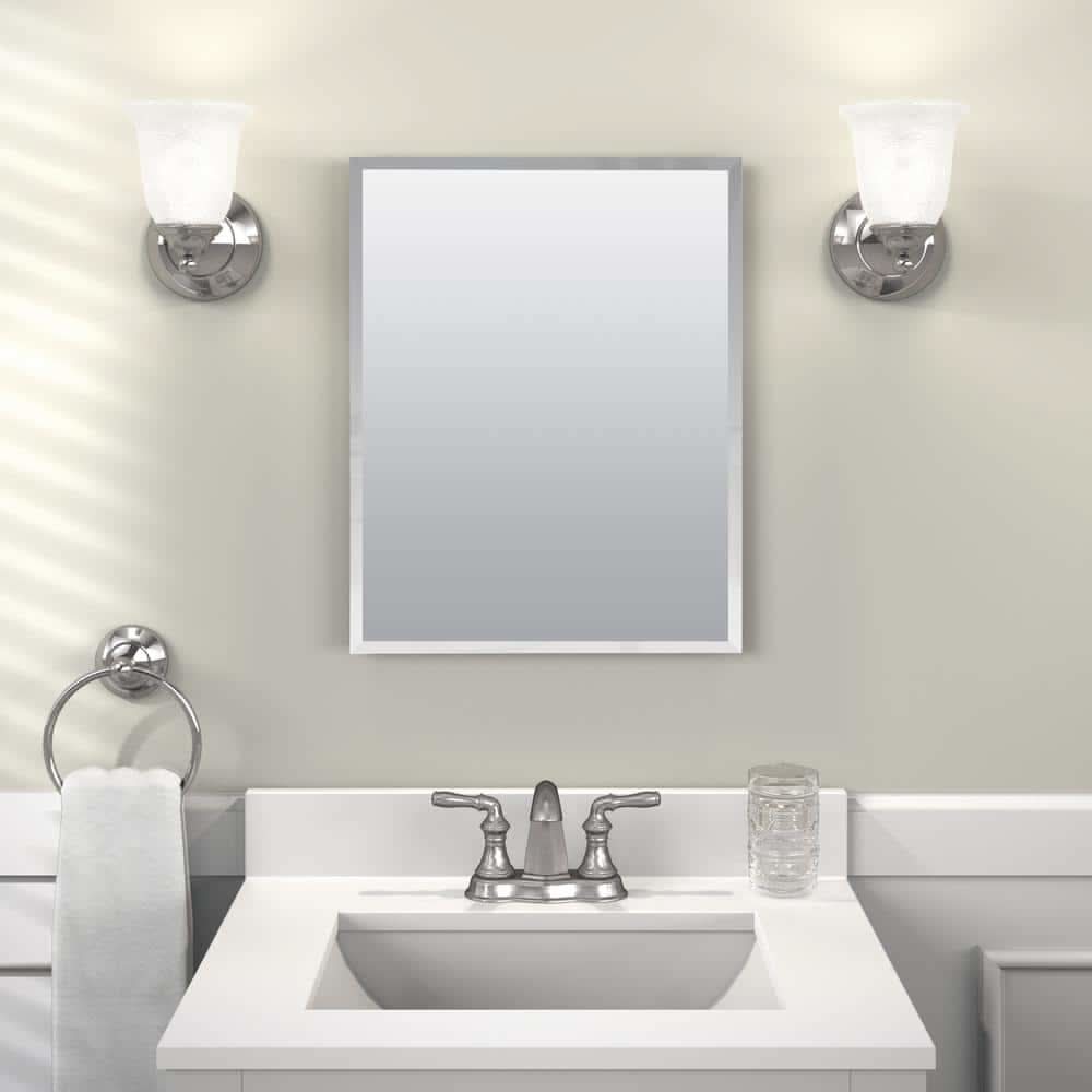 Glacier Bay 16 In. W X 20 In. H Rectangular Recessed Or Surface Mount Frameless Beveled Mirror Medicine Cabinet