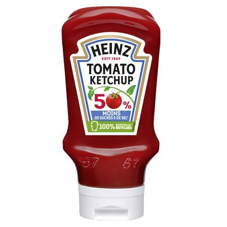 Ketchup moins sucres et sel HEINZ - le flacon de 435g