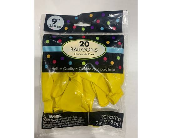 Amscan · Yellow 9 in Helium Balloons (20 ct)