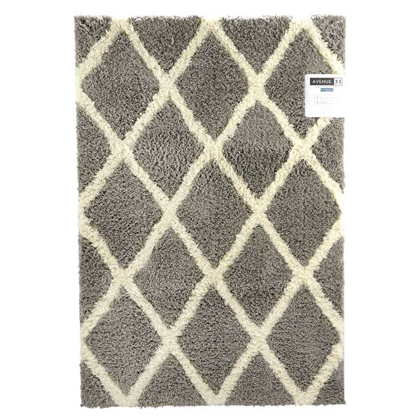 Gertmenian Ashton Diamond Shag Scatter Rug, 31.5 in x46 in, Gray with Ivory