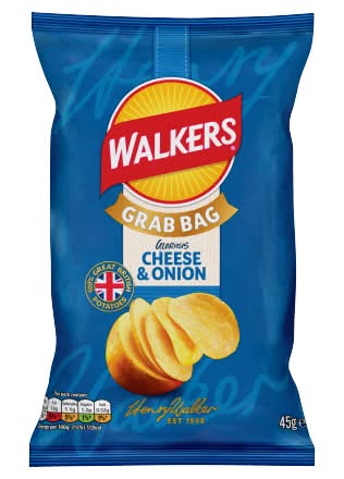 Walkers Cheese & Onion, Potato Crisps Grab Bag (45g)
