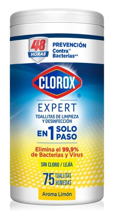 Clorox · Toallitas de limpieza y desinfección expert, limón (75 un)