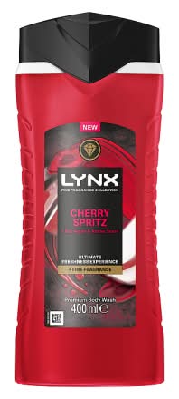 Lynx Cherry-Red Apple-Amber, Fine Fragrance Collection Premium Cherry Spritz Body Wash (400ml)