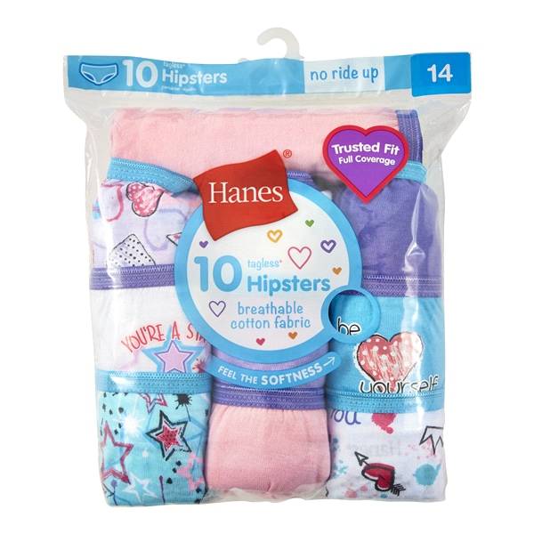 HANES GIRL HIPSTER UW GP10HP 10PK AST 14