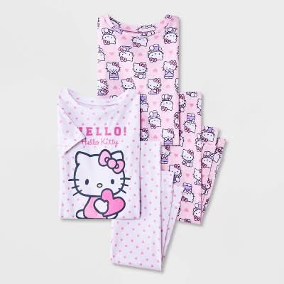 Hello Kitty Toddler Girls' Snug Fit Cotton Pajama Set, Women, 4T, Pink