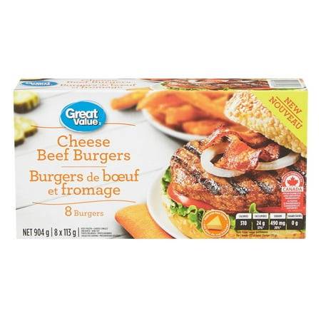 Great Value Cheese Beef Burgers (8 ct, 113 g)