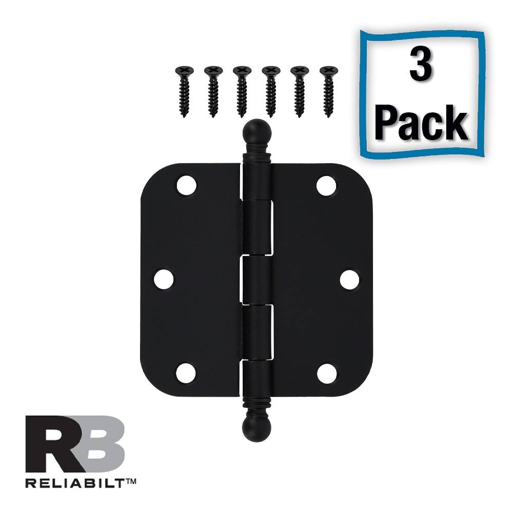RELIABILT 3-1/2-in H x 5/8-in Radius Matte Black Mortise Interior Door Hinge 3 -Pack | 605664