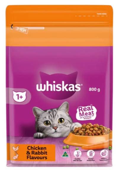 Whiskas Chicken & Rabbit Cat Dry Food 800g