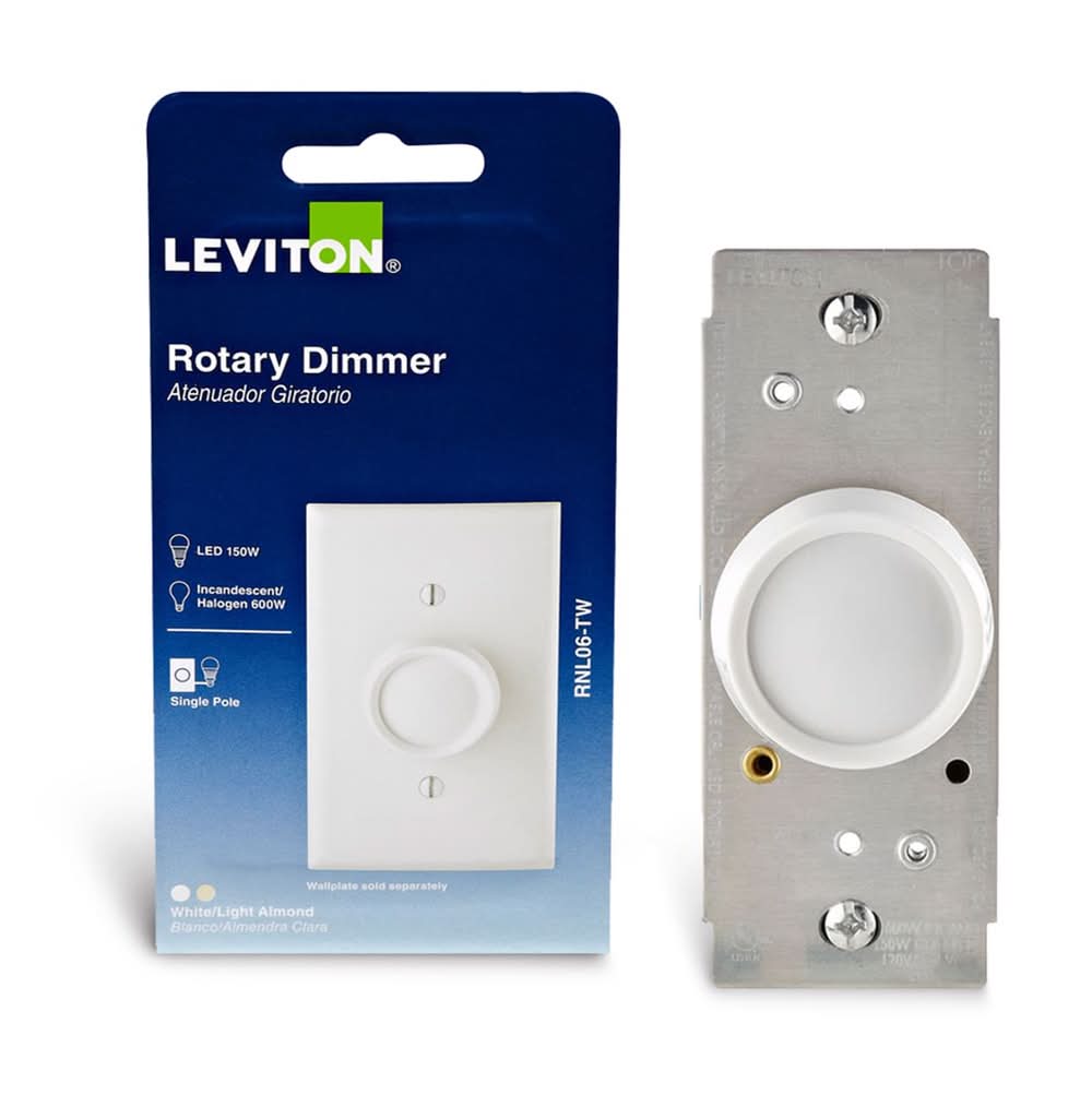 Leviton Trimatron Light Almond & White 600 W Rotary Dimmer Knob 1 Pk