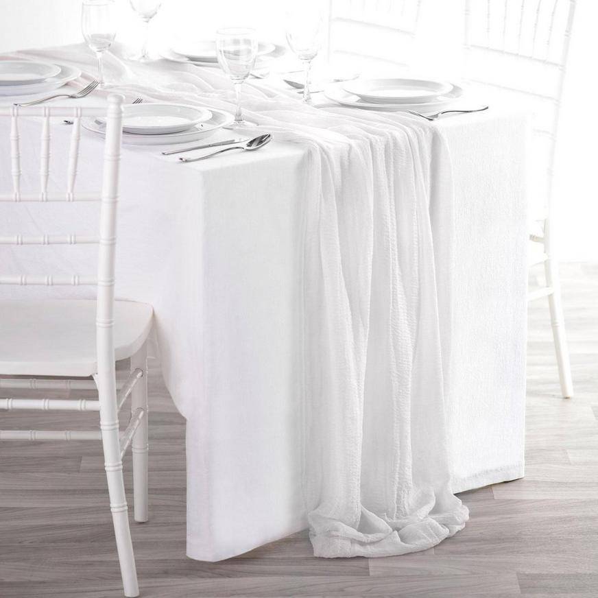 Party City Gauze Fabric Table Runner (10ft x 30in/white)