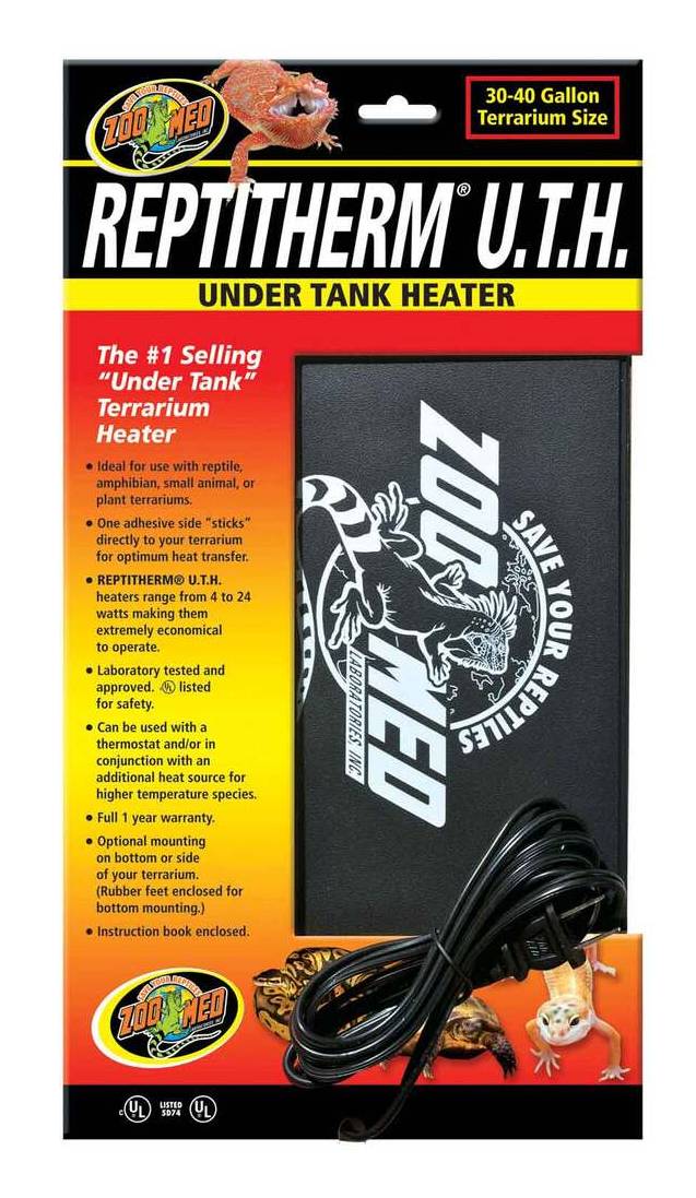Zoo Med Reptitherm Uth Under Tank Heater For Reptiles, 8x12 in, Black