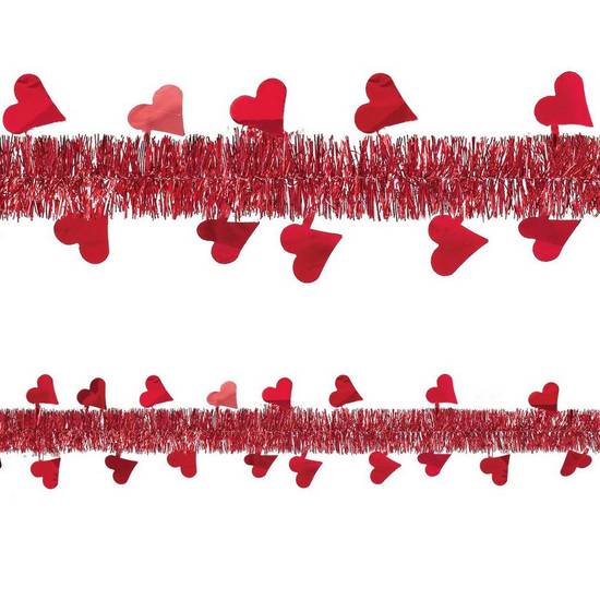 Party City Red Heart Valentine's Day Tinsel Garland
