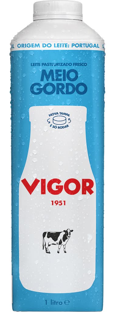 Vigor - Leite pasteurizado meio gordo, garrafa de 1 l