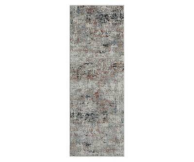 Real Living Eternity Crimson & Gray Abstract Runner Rug