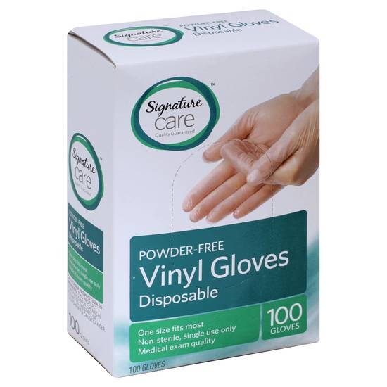 Signature Care Powder-Free Vinyl Disposable Gloves (100 ct)