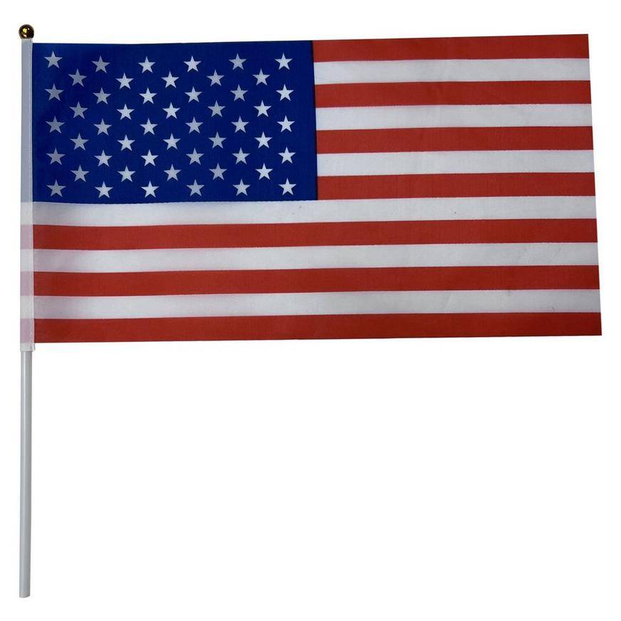 Party City Fabric American Flag on a Stick (6in x 12in/red/white/blue)