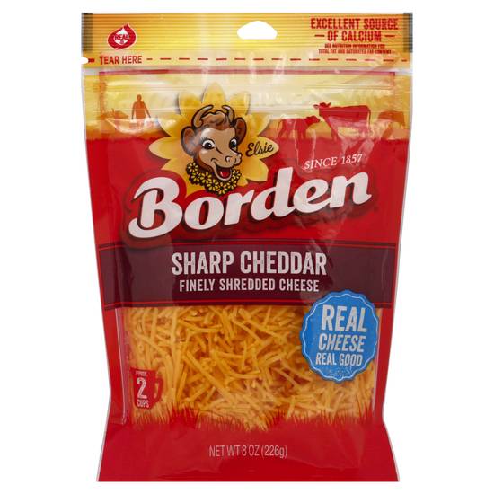 Borden Finely Shredded Cheese Sharp Cheddar (8 oz)