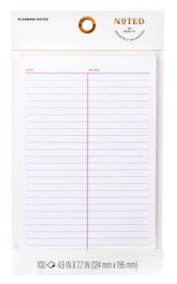 Post-It Work & Life Planning Sticky Notepad, 4.9x7.7 in (100 ct)