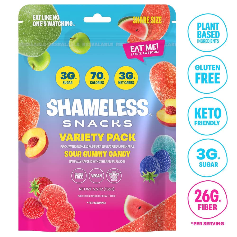 Shameless Snacks Snacks Sour Gummy Candy Variety pack (5.5 oz)
