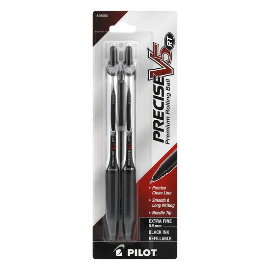 Pilot Precise Extra Fine Refillable Black Ink Rolling Ball Pens