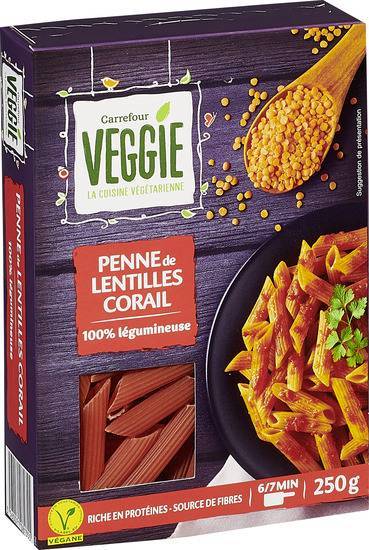 Carrefour Veggie - Pâtes penne de lentilles corail