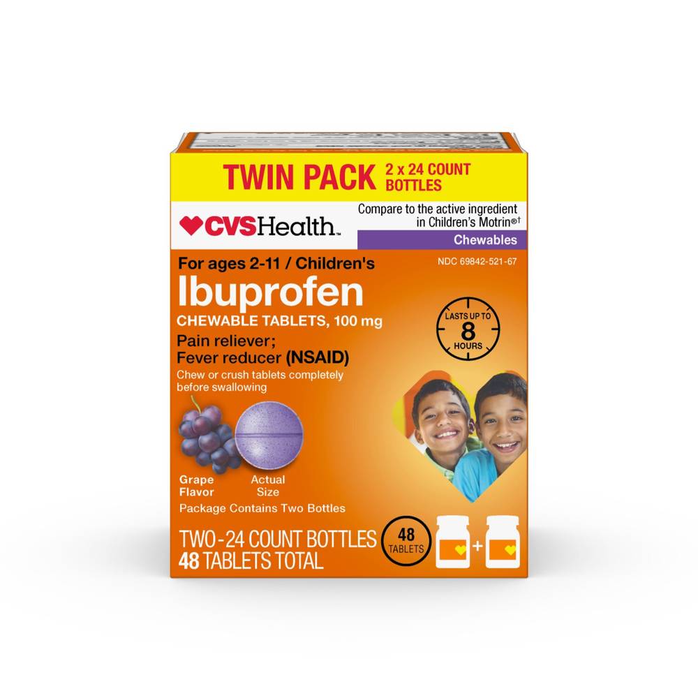 Cvs Health Pain Reliever Fever Reducer Ibuprofen Chewable Tablets (grape)