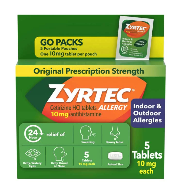 Zyrtec 24 Hour Allergy Tablets with Cetirizine HCl 5-Count