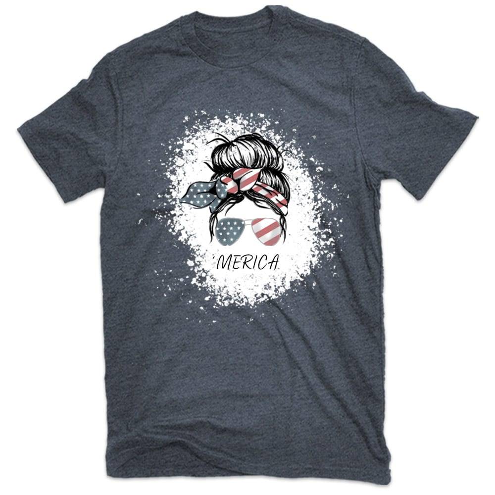 Americana Women's Blue Knit Short sleeve Graphic T-shirt ( 2XL ) | AMPL-262 DNL 2X