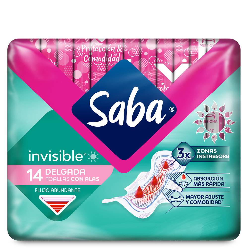 Saba toallas con alas invisible (14 un)