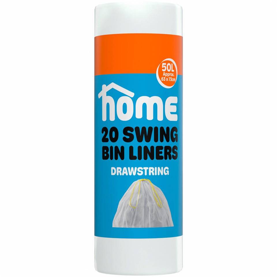 Home 20 Pack Drawstring Swing Bin Liners 50 Litre