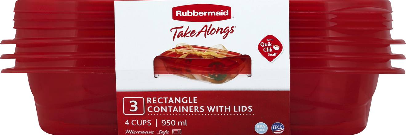 Rubbermaid Take Alongs Rectangle Containers with Lids - 3 CT