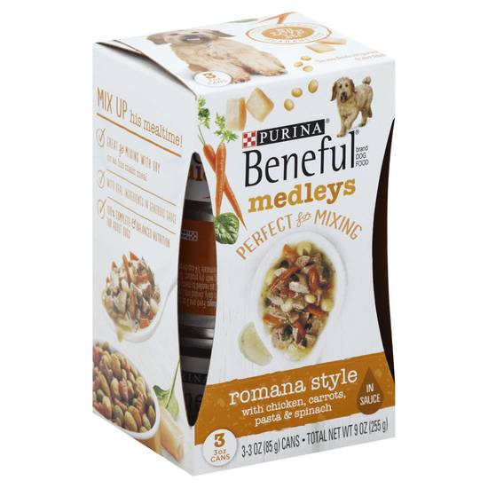Purina Beneful Medleys Romana Style With Dog Food (3ct) (chicken- carrots- pasta - spinach )