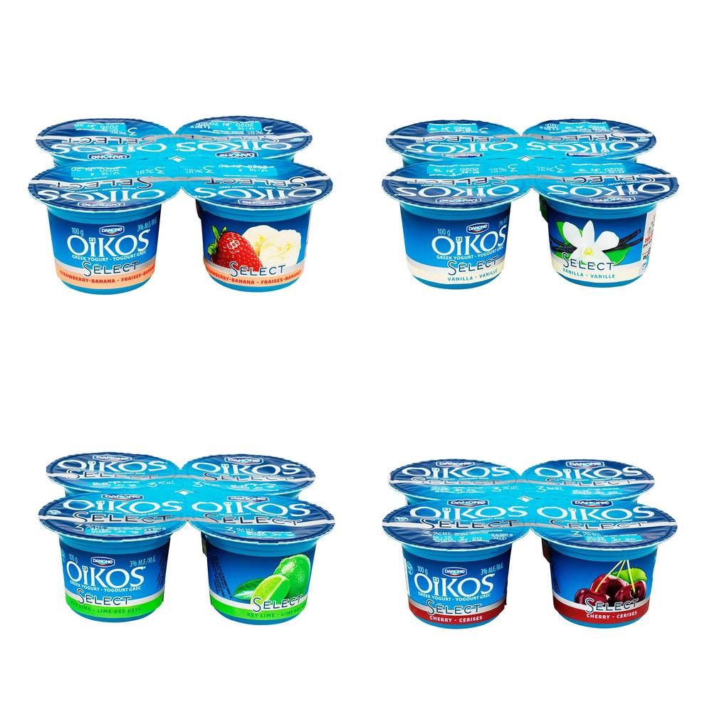 Oikos Select 3% Greek Yogurt Variety Pack, 24 X 100 G