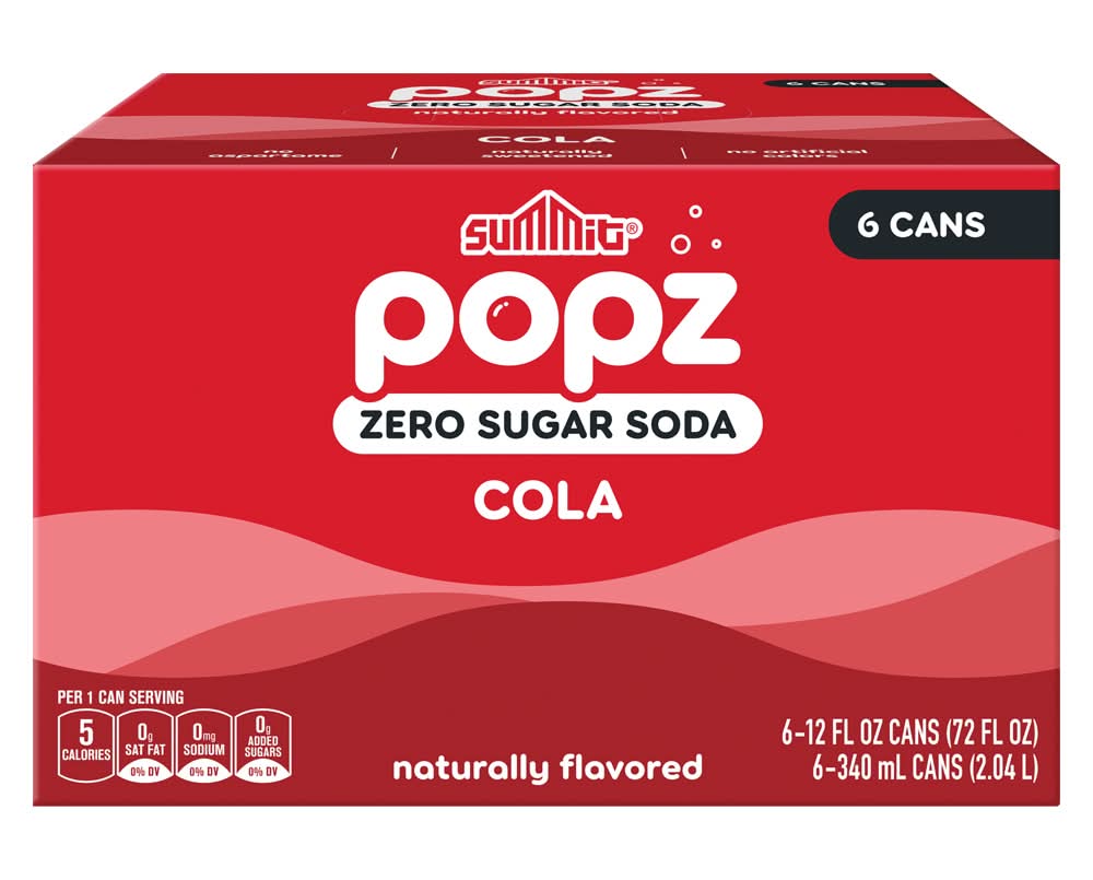 Summit Popz Zero Sugar Cola (6 x 12 fl oz)